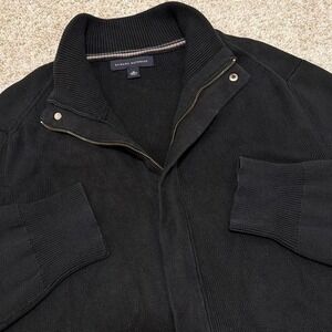 Vintage Banana Republic Cotton Knit Zip Jacket | Black Ribbed Sweater Jacket | M